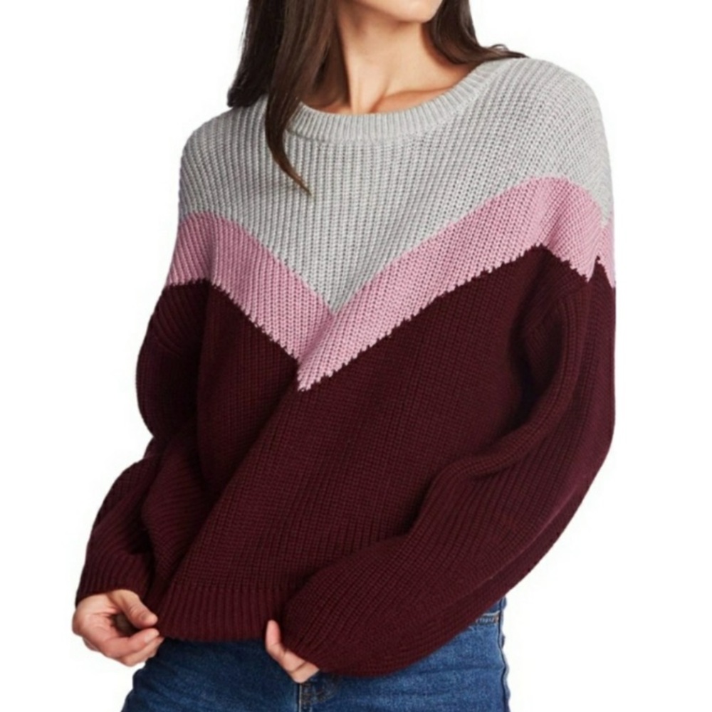 1 State Chevron Color Block Sweater Size L - image 1